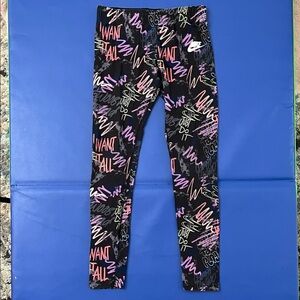 Nike Kids' Black and Pink Graphic Leggings